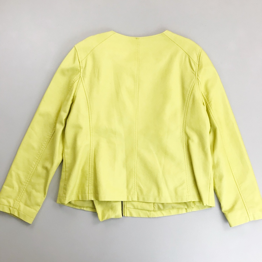 ALFANI Graphic Mood Faux Leather Moto Jacket XL Asymmetrical Zip Front Luxe Lime - Picture 6 of 7